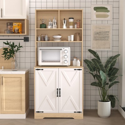 Okak Sideboard Cabinet, Bufft Cabinet with 2 Doors and 4 Shelves, Storage Cabinet for Living Room, Dining Room, Kitchen