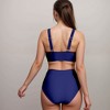 Anna-Kaci Swim Women's Two Piece Swimsuit with Mesh Trim Deep V Neck Bikini Top and High Waisted Ruched Bottoms - 4 of 4