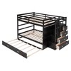 Polibi Full Over Full Bunk Bed with Pull-Out Twin Trundle, Storage Staircase & Safety Guardrails - 3 of 4