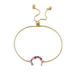 Adornia 14k Gold Plated Multi Color Stone Initial Bolo Bracelet - 1 of 1