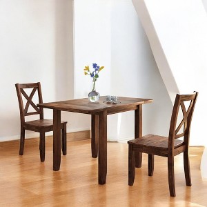 3-Piece Solid Wood Drop Leaf Dining Table Set with 2 X-back Chairs, Space-Saving Design for Small Dining Rooms and Apartments - 1 of 4