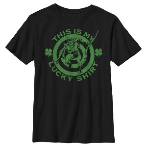 Boy's Justice League St. Patrick's Day Green Arrow This is my Lucky Shirt T-Shirt - 1 of 4