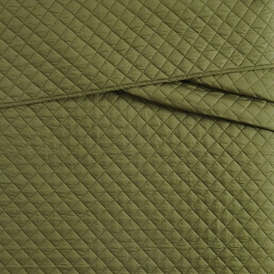 Olive Green Cotton Percale Quilt Set with Shams
