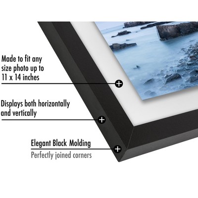 Black Engineered Wood Floating Picture Frame with Polished Glass