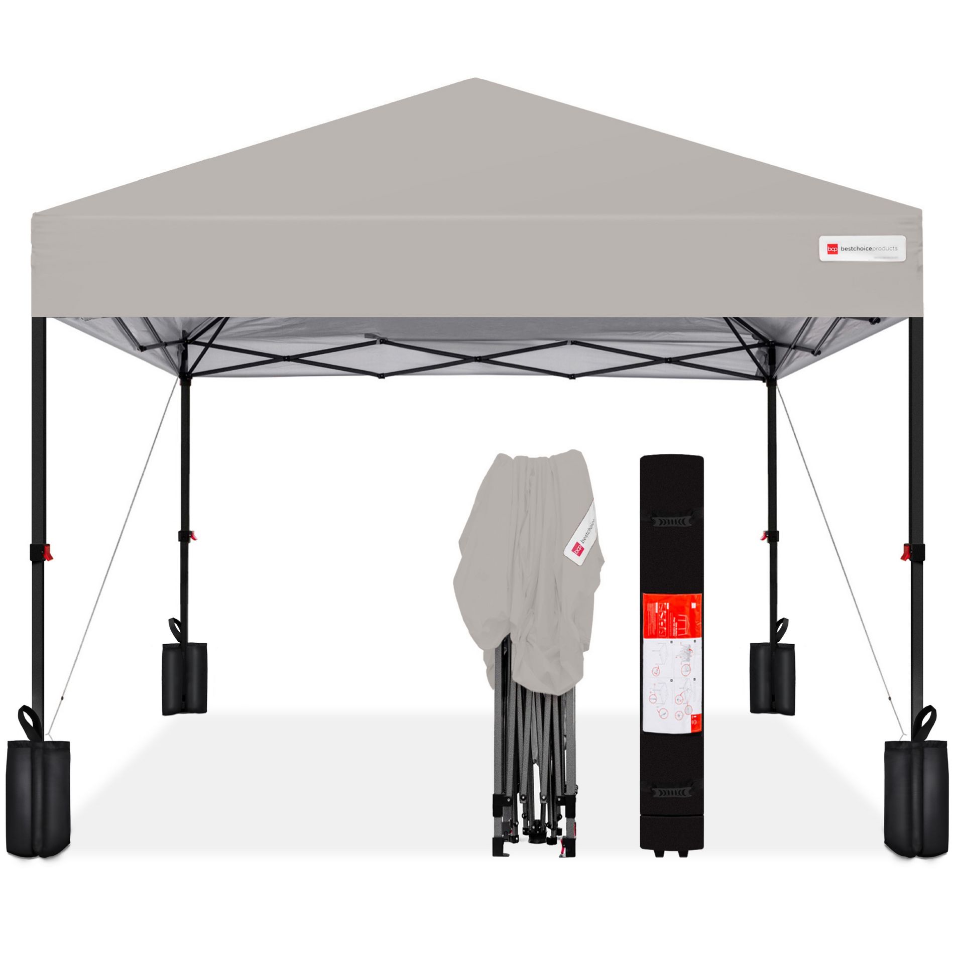Best Choice Products 8x8ft Easy Setup Pop Up Canopy w/ 1-Button Setup, Wheeled Case, 4 Weight Bags