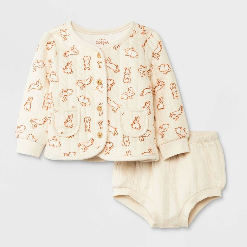 Baby Quilted Layering Top &#38; Bottom Set - Cat &#38; Jack&#8482; Off-White, 1 of 6
