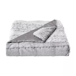 60"x70" Faux Fur Throw Blanket Light Gray - Yorkshire Home