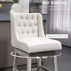 Beige 27" Swivel Bar Stools (Set of 2), Counter Height, Linen Upholstery and Button Tufted Design - 4 of 4