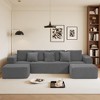 132'' Striped Corduroy U-Shaped Modular Sectional Sofa with Reversible Chaise and Freely Configurable Layout - 4 of 4