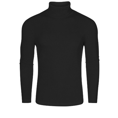 Lars Amadeus Men's Slim Fit Long Sleeves Knitted Pullover Turtleneck  T-Shirt Tops Black X Large