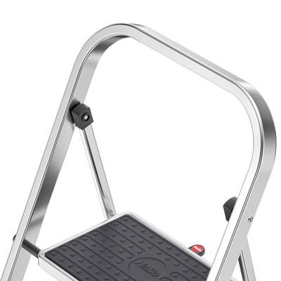 Hailo 3-Step Aluminum Folding Ladder with Non-Slip Black Steps