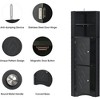 Bathroom Tall Corner Cabinet with 2 Doors Open Shelves Space Saving Freestanding Floor Storage Organizer Black - 3 of 4