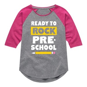 Girls' - Instant Message - Ready to Rock Preschool Shirt Tail Raglan Graphic T-shirt - 1 of 4