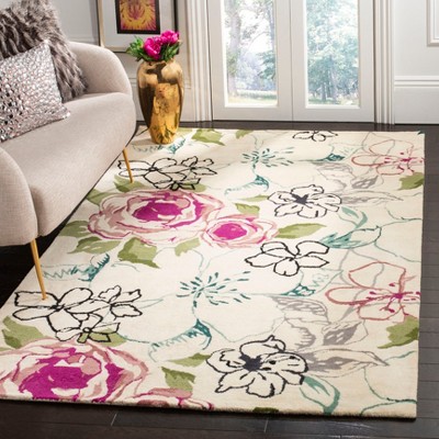 Ivory and Multicolor Floral Hand-Tufted Wool 8' x 10' Area Rug