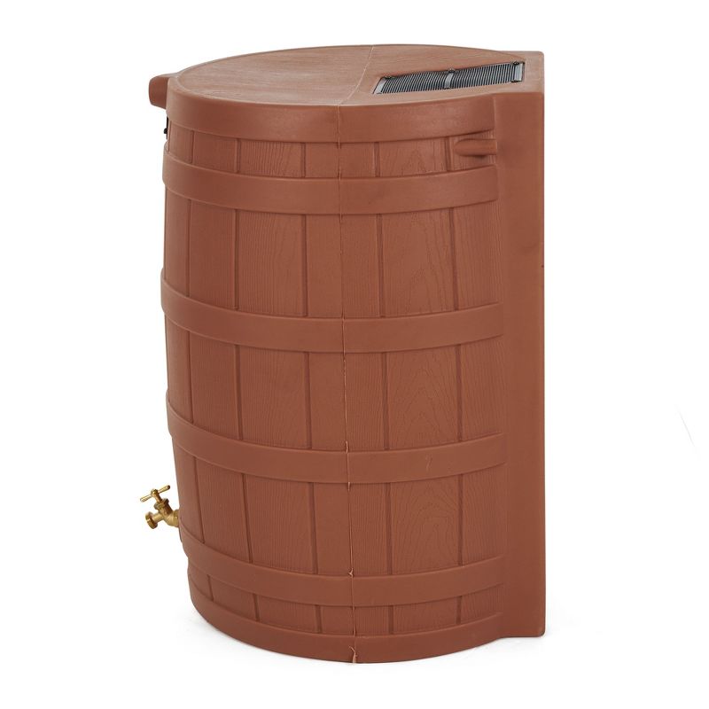 Good Ideas Rain Wizard 50 Gallon Plastic Outdoor Home Rain Barrel Water Storage Collector with Brass Spigot and Flat Back Design, Terra Cotta (3 Pack), 4 of 7