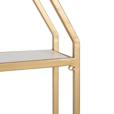 Adela White and Gold Geometric Floating Wall Shelf