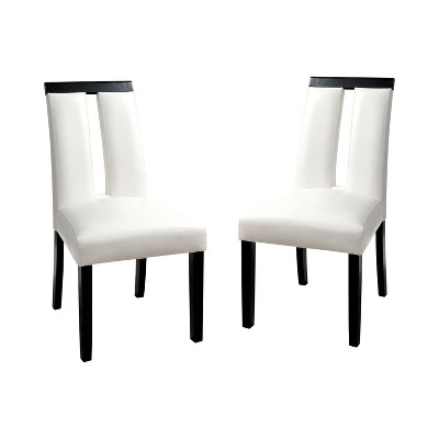 Set of 2 Stevenson White Leatherette Padded Open Slit Back Chair: High Back, Contemporary - HOMES: Inside + Out