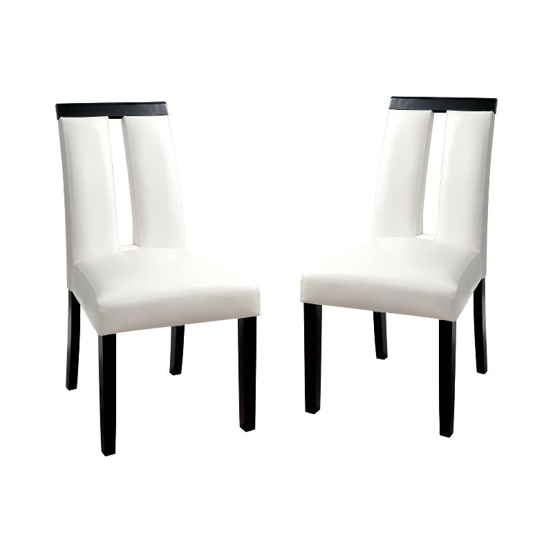 Set of 2 Stevenson&#160;White Leatherette Padded Open Slit Back Chair Black/White - HOMES: Inside + Out, 1 of 7