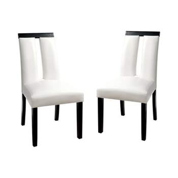 Set of 2 Stevenson White Leatherette Padded Open Slit Back Chair Black/White - HOMES: Inside + Out