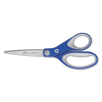 Westcott KleenEarth Soft Handle Scissors, 8" Long, 3.25" Cut Length, Blue/Gray Straight Handle