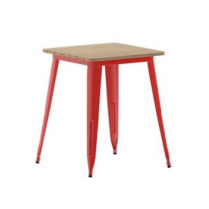 Flash Furniture Declan Commercial Grade Indoor/Outdoor Dining Table, 23.75" Square All Weather Poly Resin Top with Steel Base - 1 of 4