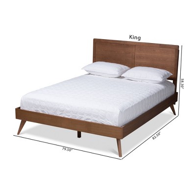 Walnut Brown Mid-Century Modern King Platform Bed