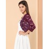 INSPIRE CHIC Women's Elegant 3/4 Sleeve Sheer Floral Lace Open Front Crop Shrug - 4 of 4