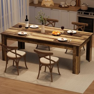 Dining Table for 6-8, 71" Long Farmhouse Kitchen Dining Room Table with Rectangular Wide Legs, Large Thick Tabletop - 1 of 4