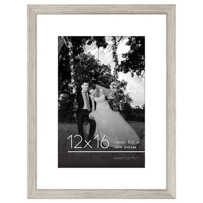Americanflat 12x16 Picture Frame in Driftwood - Displays 8x12 With Mat and 12x16 Without Mat - Composite Wood with Shatter Resistant Glass