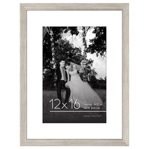 Americanflat 12x16 Picture Frame in Driftwood - Displays 8x12 With Mat and 12x16 Without Mat - Composite Wood with Shatter Resistant Glass - 1 of 4