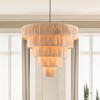Maxax 31.7" 5-Tier Rattan Paper Chandelier, Dimmable Farmhouse Boho Ceiling Lighting for Living Room Dining Room Bedroom - 2 of 4