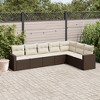 vidaXL 7 Piece Patio Sofa Set with Cushions - Brown and Cream Without Table - 2 of 4