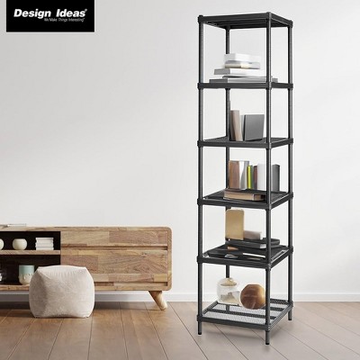 Versatile MeshWorks Black Metal Mesh 6-Tier Shelving Tower