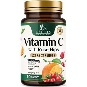 Chewable Vitamin C 1000mg - Extra Strength Antioxidants for Powerful Immune Support w/Vitamin C & Rose HIPS - Potent Dietary VIT C Chews - 60 Tablets - 1 of 4