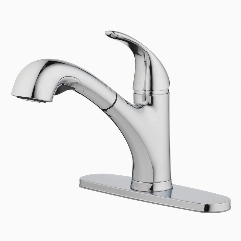 OakBrook Pacifica One Handle Brushed Nickel Pull-Out Kitchen Faucet, 1 of 2