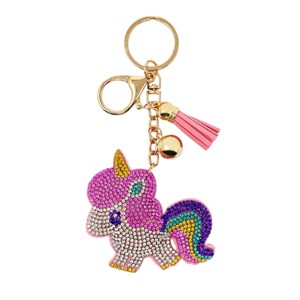 Wrapables Crystal Bling Key Chain Keyring with Tassel Car Purse Handbag Pendant, Rainbow Unicorn - 1 of 4