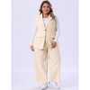 Women's Plus Size 2 Pieces Sets Linen Sleeveless Work Casual Suit Vests and Drawstring Elastic Waist Palazzo Pants - Agnes Orinda - 2 of 4