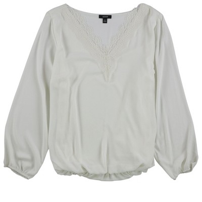 Alfani Womens Lace Trim Bubble Pullover Blouse