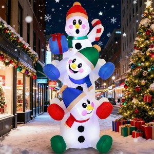 Joyfy 6 FT Tall Christmas Inflatable Decoration, Stacked Snowman Inflatables with Built-in LEDs for Xmas Party Indoor Outdoor Yard Garden Lawn Décor - 1 of 4