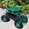 Sunnydaze Outdoor Lawn and Garden Heavy-Duty Steel Rolling Gardening Cart with Extendable Steer Handle, Swivel Chair, and Basket - 4 of 4