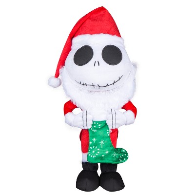 Gemmy Jack Skellington Holiday Greeter in Santa Suit with Stocking, Multi