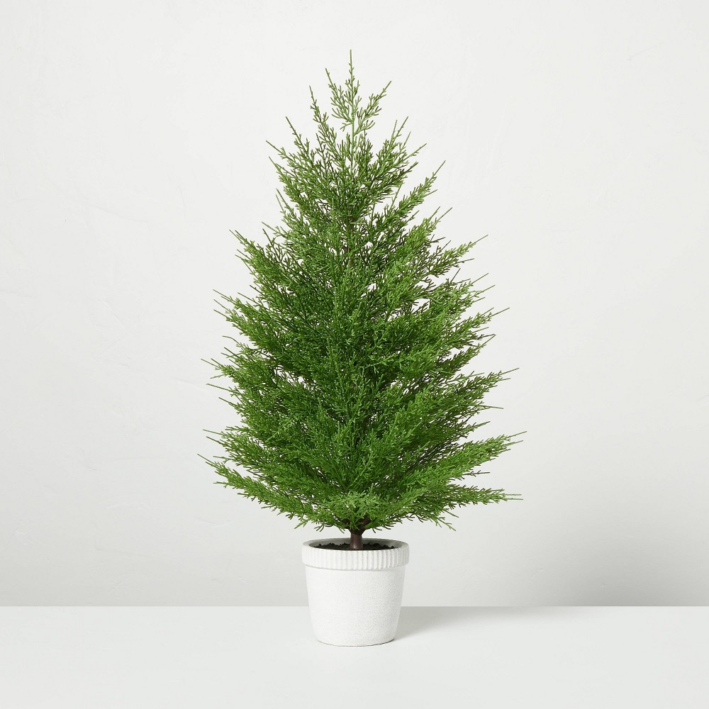 30" Faux Cypress Christmas Tree in Cement Pot - Hearth & Hand™ with Magnolia