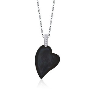 Guili Cubic Zirconia Sterling Silver Rhodium Plated Heart Shape Black Mother Of Pearl pendant - 1 of 2
