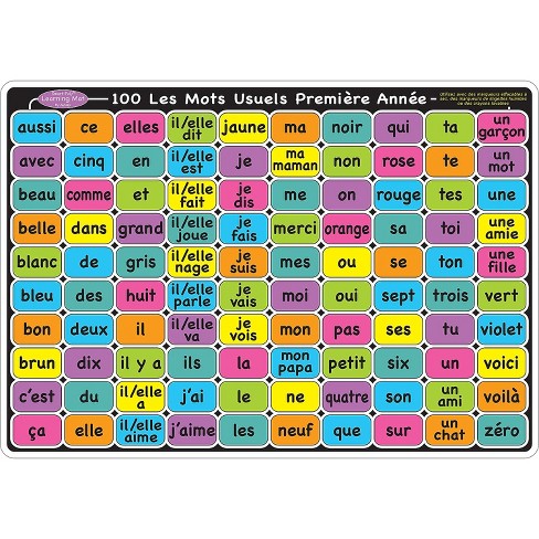 Ashley Productions Smart Poly Learning Mat 12" x 17" Double-Sided French Sight Words 1st & 2nd Year - image 1 of 2