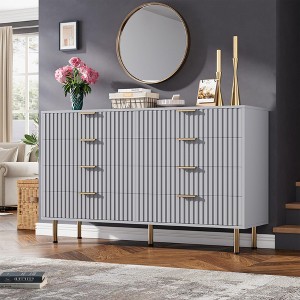 Zstar 55" Fluted 8 Drawer Dresser for Bedroom, Deep Drawers - 1 of 4