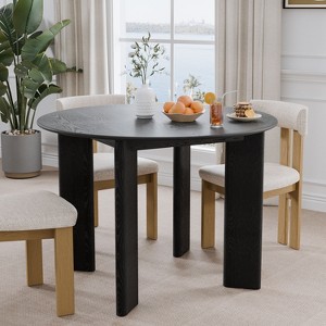 PexFix 42" Black Solid Wood Farmhouse Dining Table Round Wood Top for Modern Dining Rooms & Family Gatherings - 1 of 4