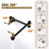 WOWOW Wall Mounted Pot Filler with 2-Handles Double Joint Swing Arm in Brushed Nickel - 3 of 4