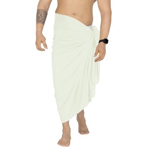 LA LEELA Men's Summer Pareo Standard Sarong Casual Beachwear Cover Up Holidays Beach Wrap Lava Lava Vacation Swimwear for Men One Size Plain, White - 1 of 4
