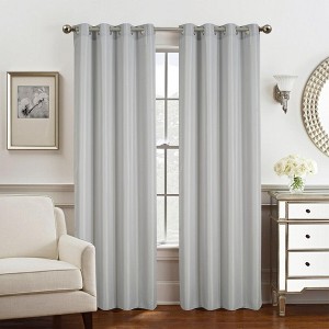 Olivia Gray Gilbert Solid Single Grommet Curtain Panel Pair - Gray - 1 of 4