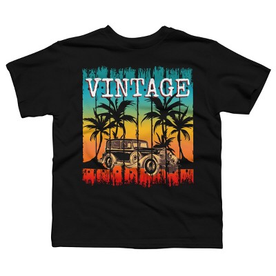 Boy's Design By Humans Vintage Classic Car At Beach By punsalan T-Shirt